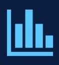 Blue bar chart with five vertical bars of varying heights
