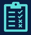 An icon of a clipboard with check marks, crosses, and lines representing a list or form.