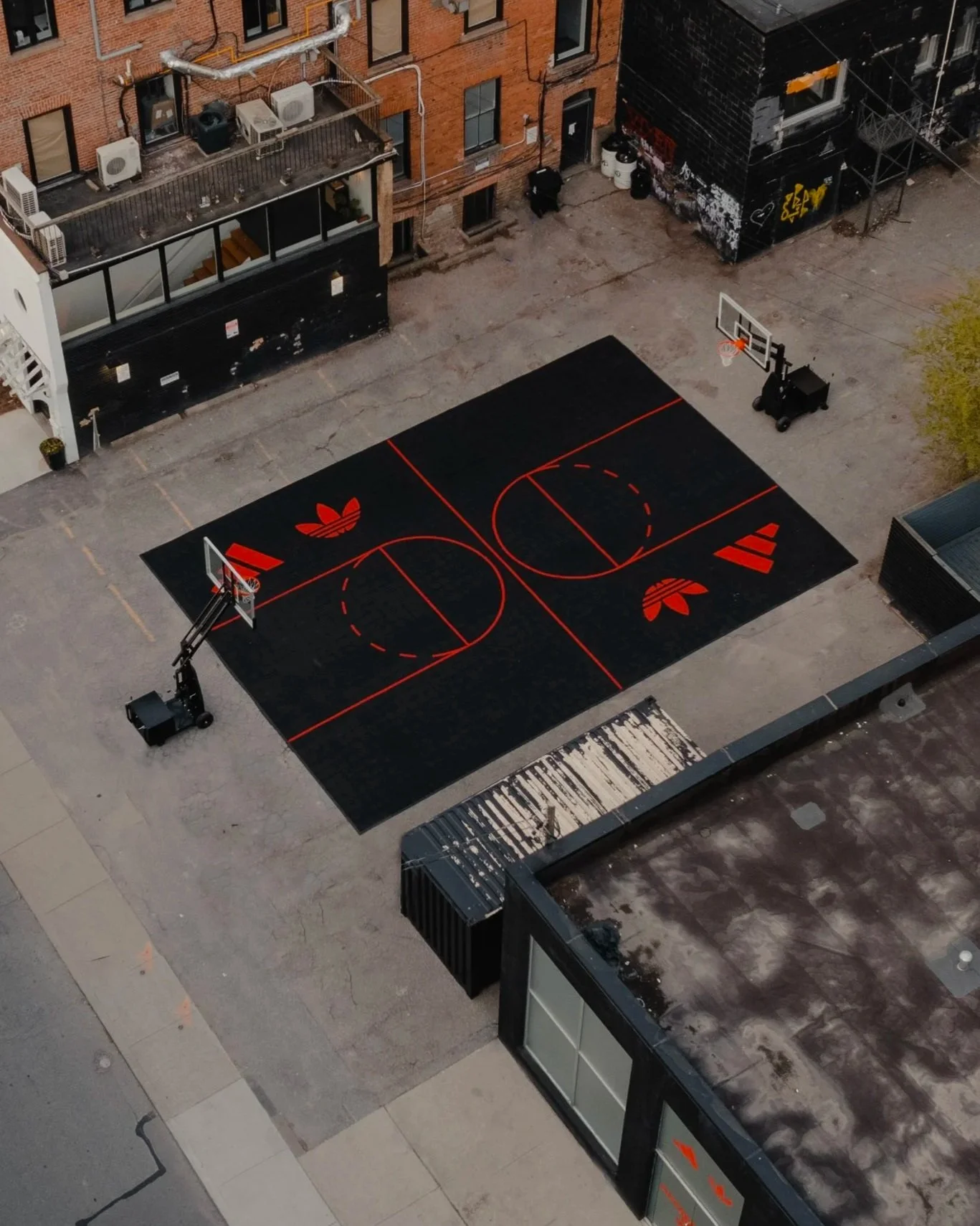 Custom Basketball Court For Adidas With City Hoops Traveler Basketball Hoop