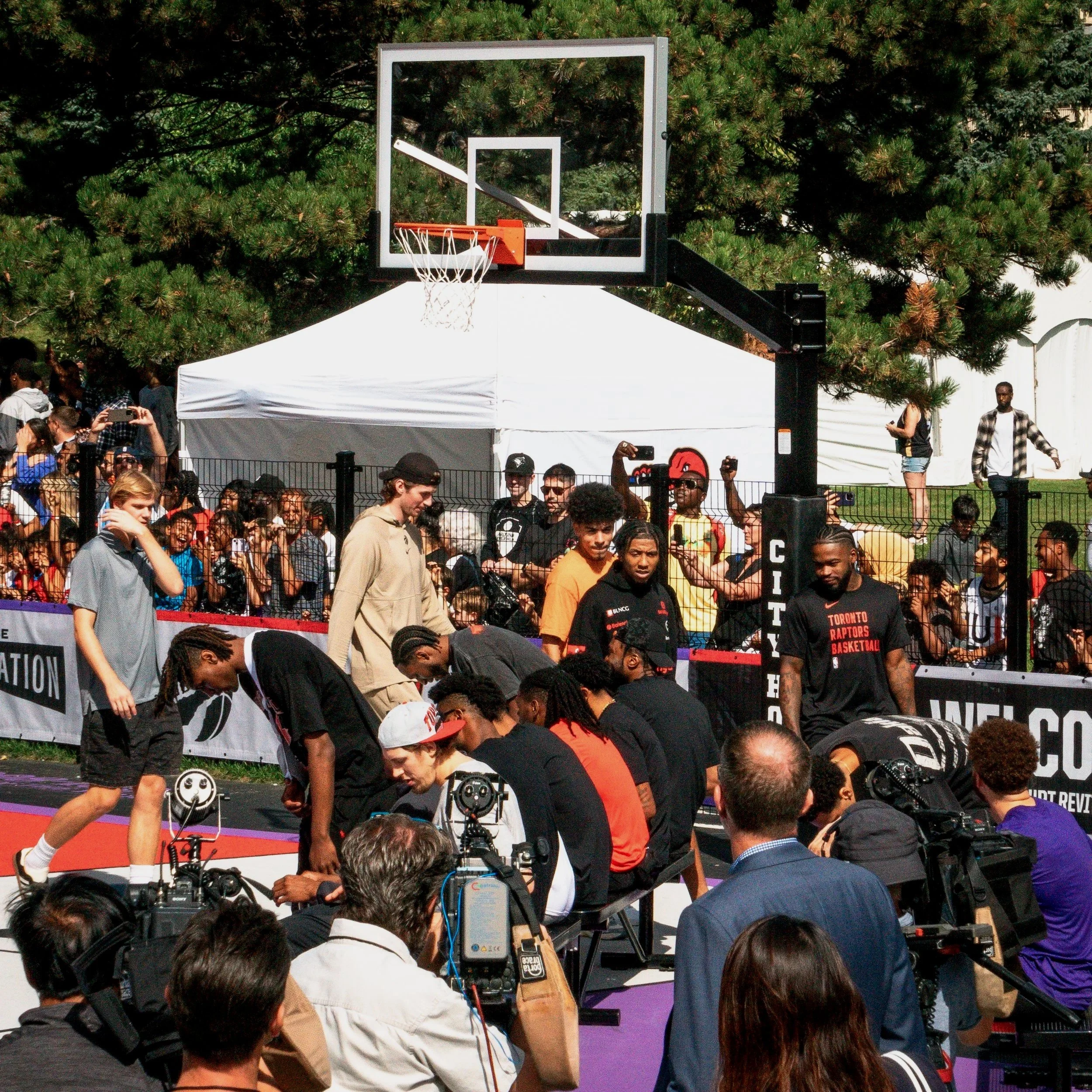 Vince Carter Basketball Court With City Hoops Gooseneck Basketball Hoop