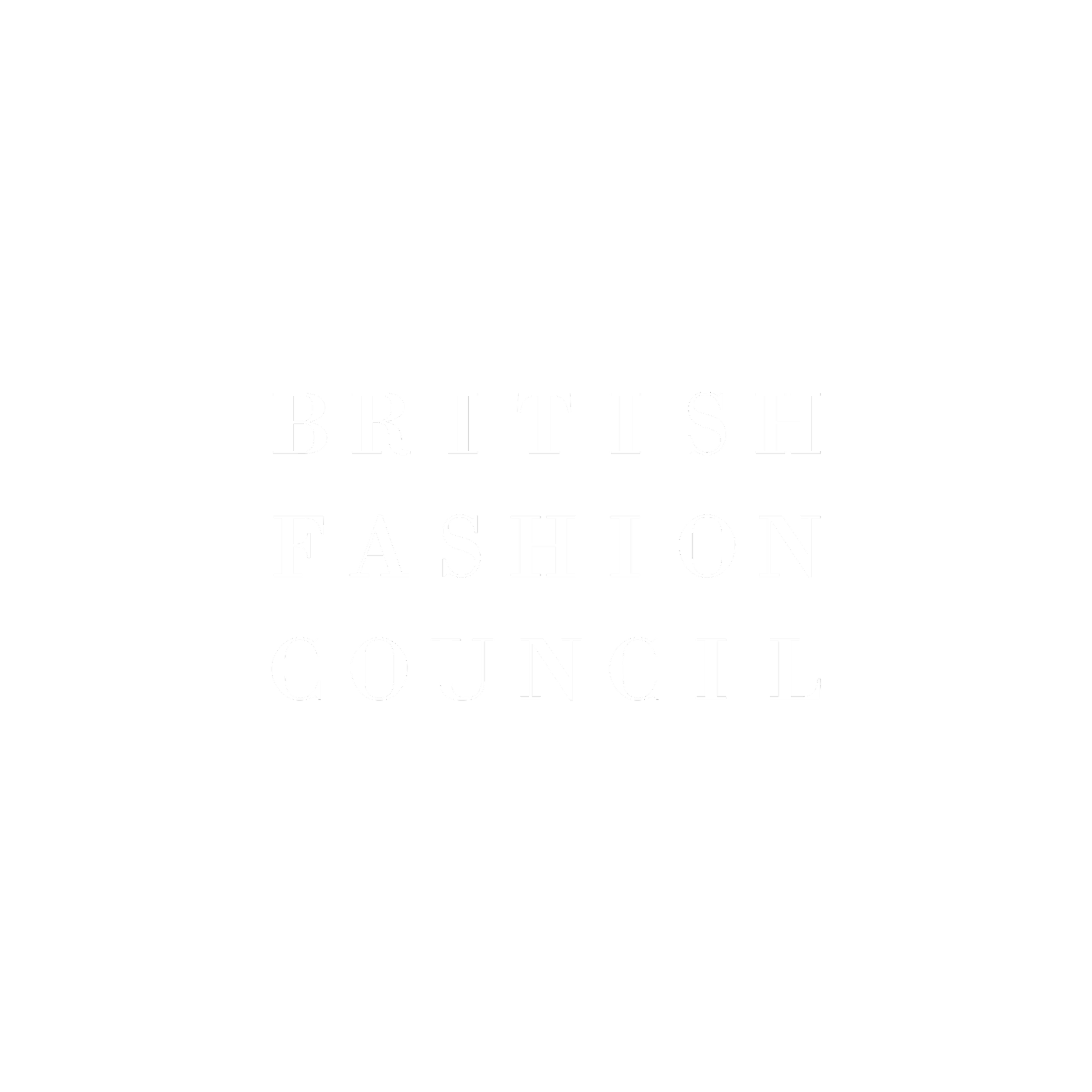 British Fashion Council logo in white text on black background.