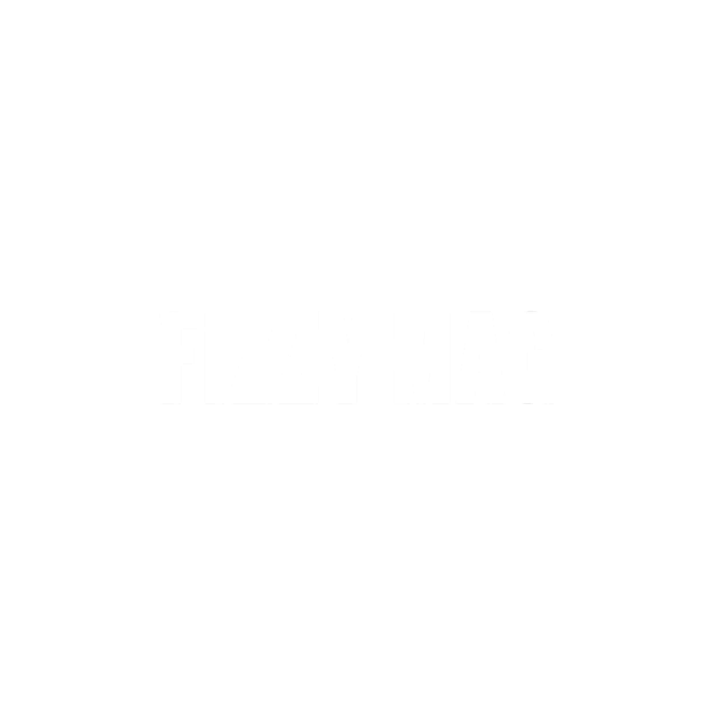 Black logo with a sleek, abstract guitar shape and bold white text that reads 'FIZZY MAG'.