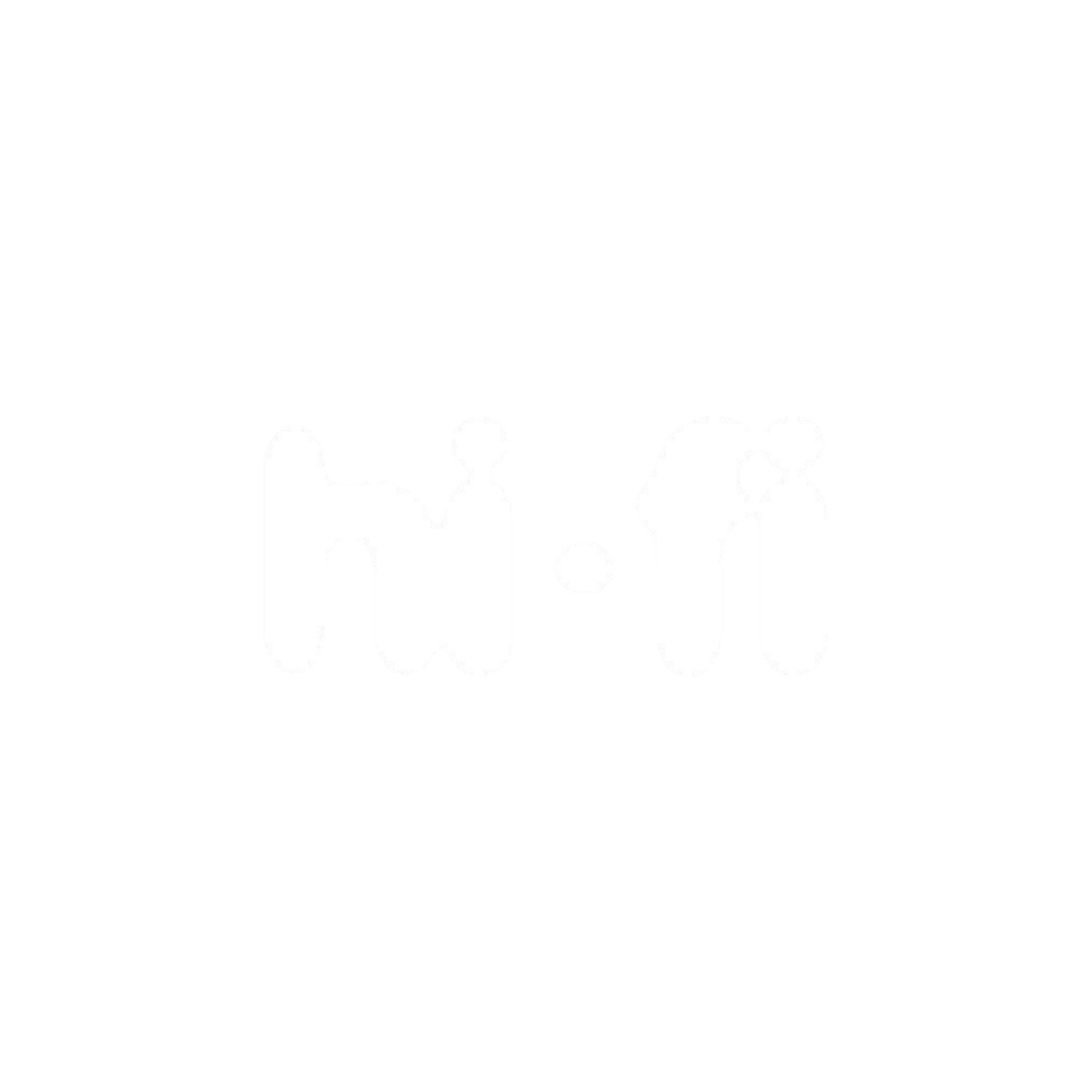 Black background with white stylized text spelling 'hi' in a playful, rounded font.