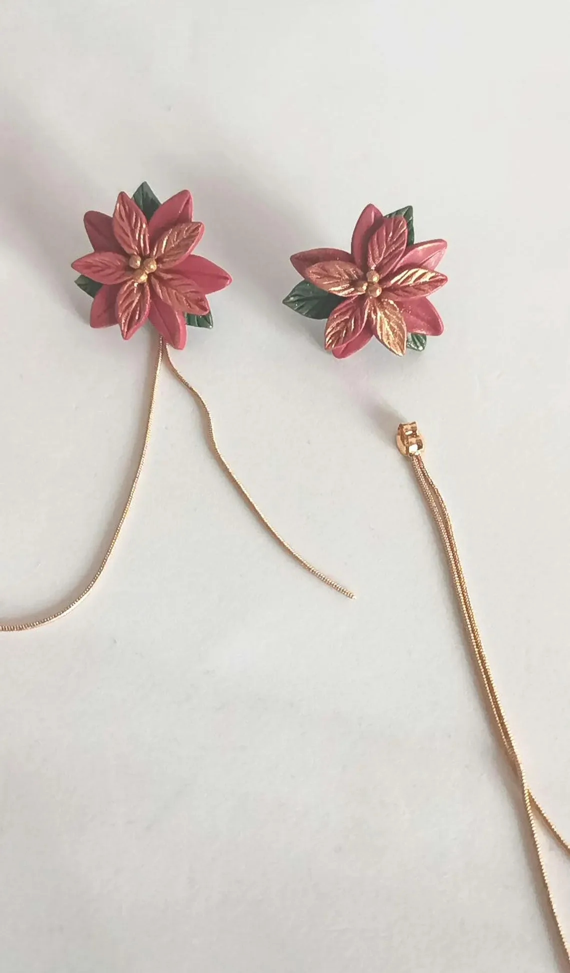 Handmade Polymer Clay Poinsettia Earrings
