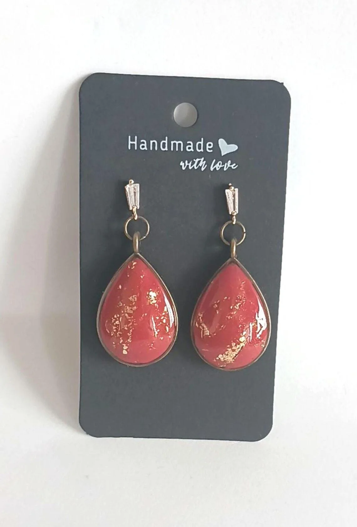Red Gold Filled Dangle Drop Earrings