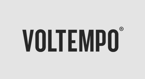 Voltamp logo in black text on a gray background.