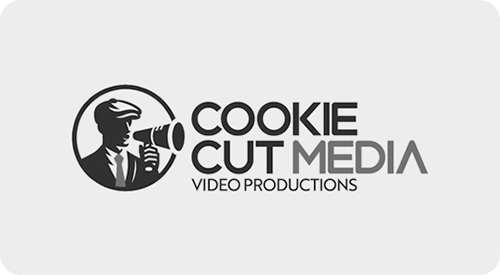Cookie Cut Media logo featuring a cartoon man with a film camera, with text 'Cookie Cut Media Video Productions'