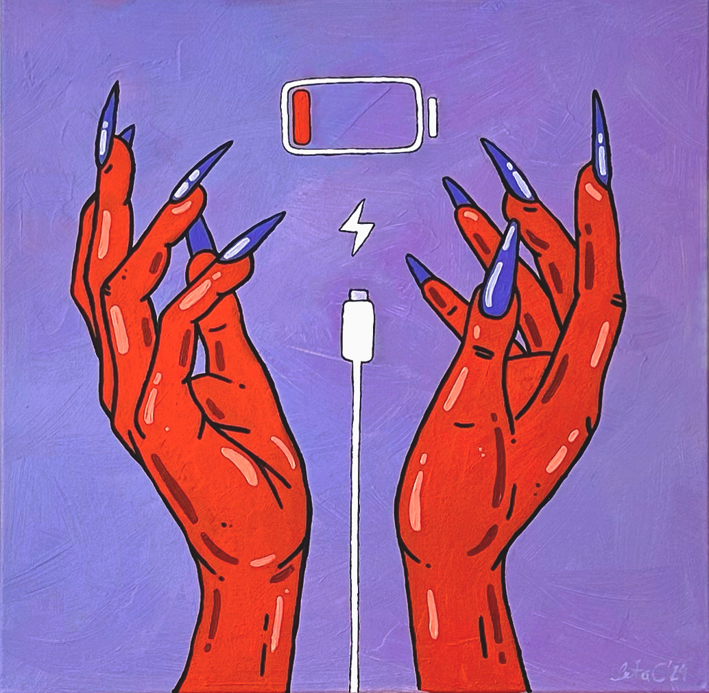 ‘Charge me Up’
Oil paint on canvas, 600 x 600 mm, 2024