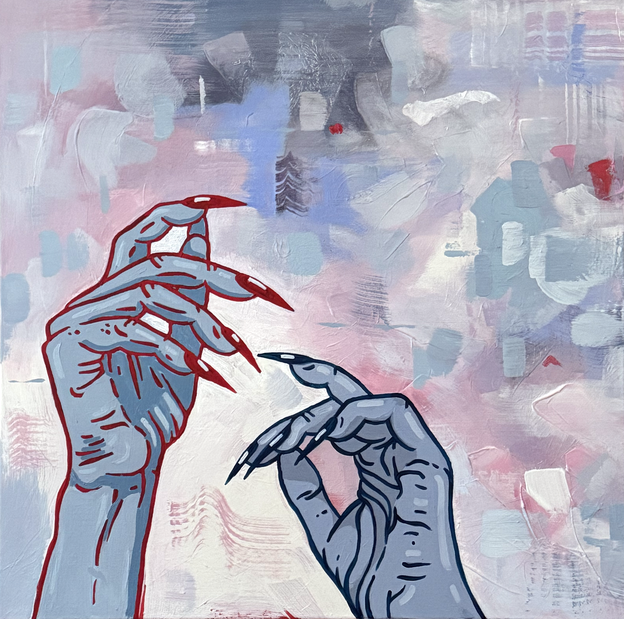 ‘Davids Hands’
Acrylics on canvas, 600 x 600 mm, 2026