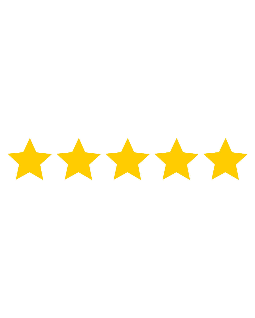 Five yellow stars arranged in a row, each with a black shadow cast behind, against a black background.