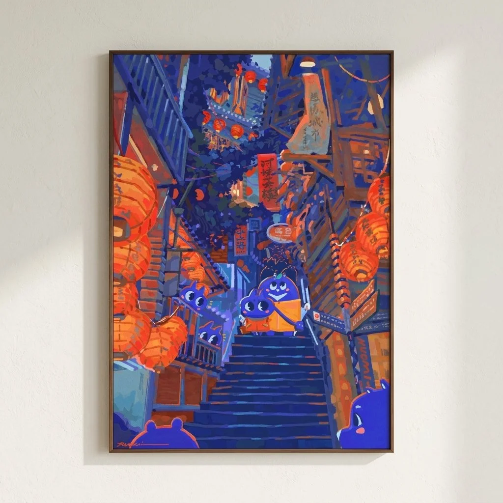 Jiufen - Taiwan Streetscape Illustration | Nuomi