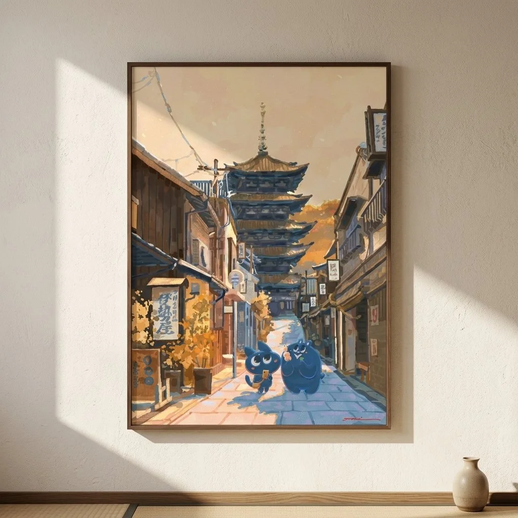 Yasaka Pagoda, Kyoto - Japan Streetscape Illustration | Nuomi