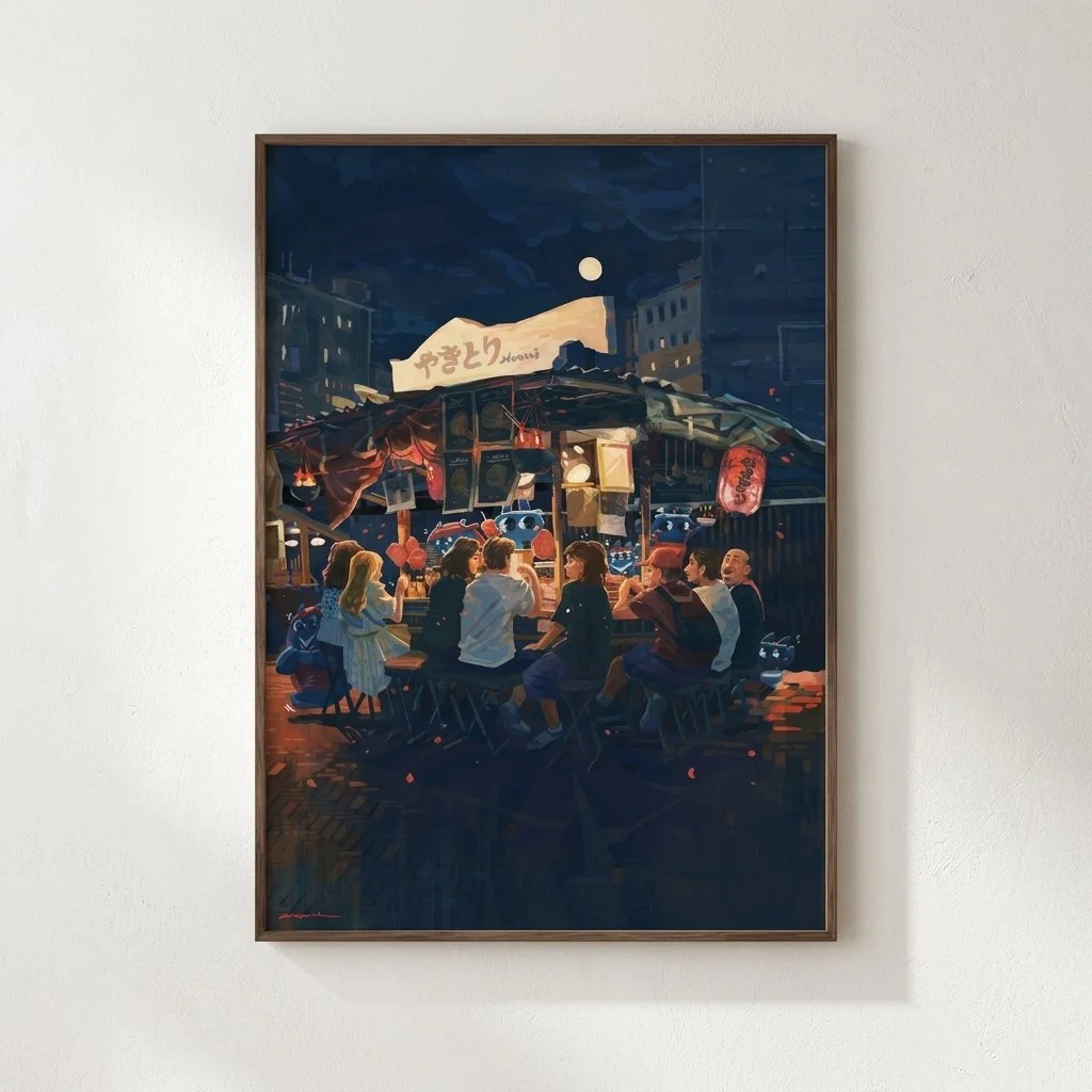 Fukuoka Yatai - Japan Streetscape Illustration | Nuomi