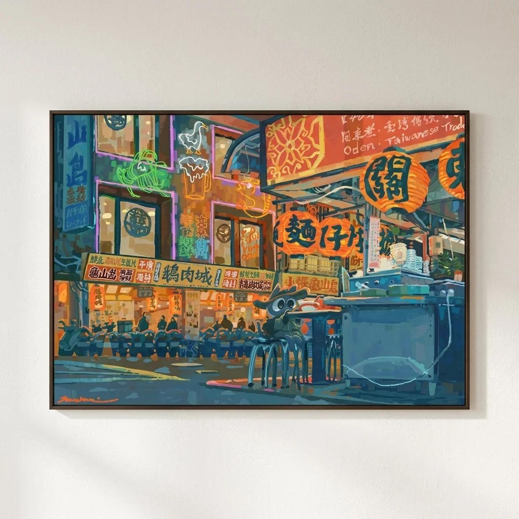 Liaoning Night Market - Taiwan Streetscape Illustration | Nuomi
