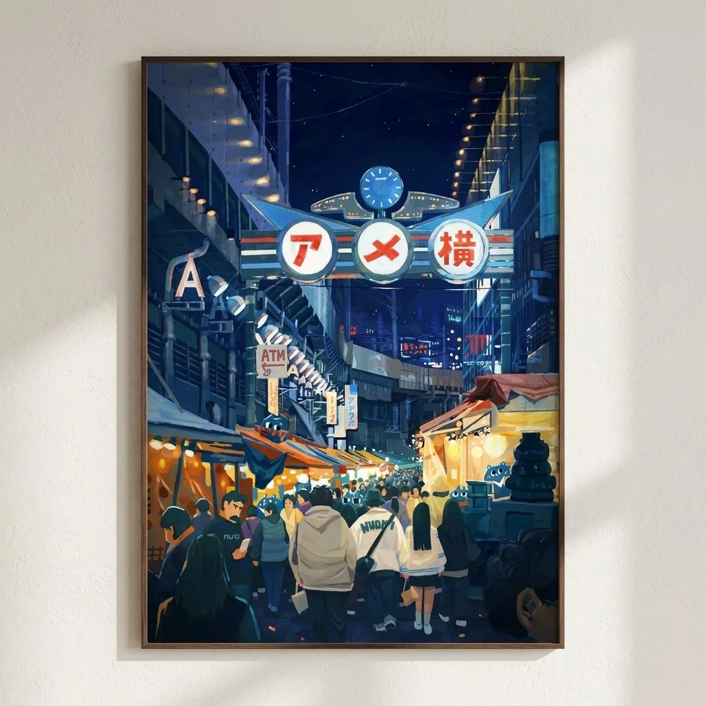 Ameyoko, Tokyo - Japan Streetscape Illustration | Nuomi