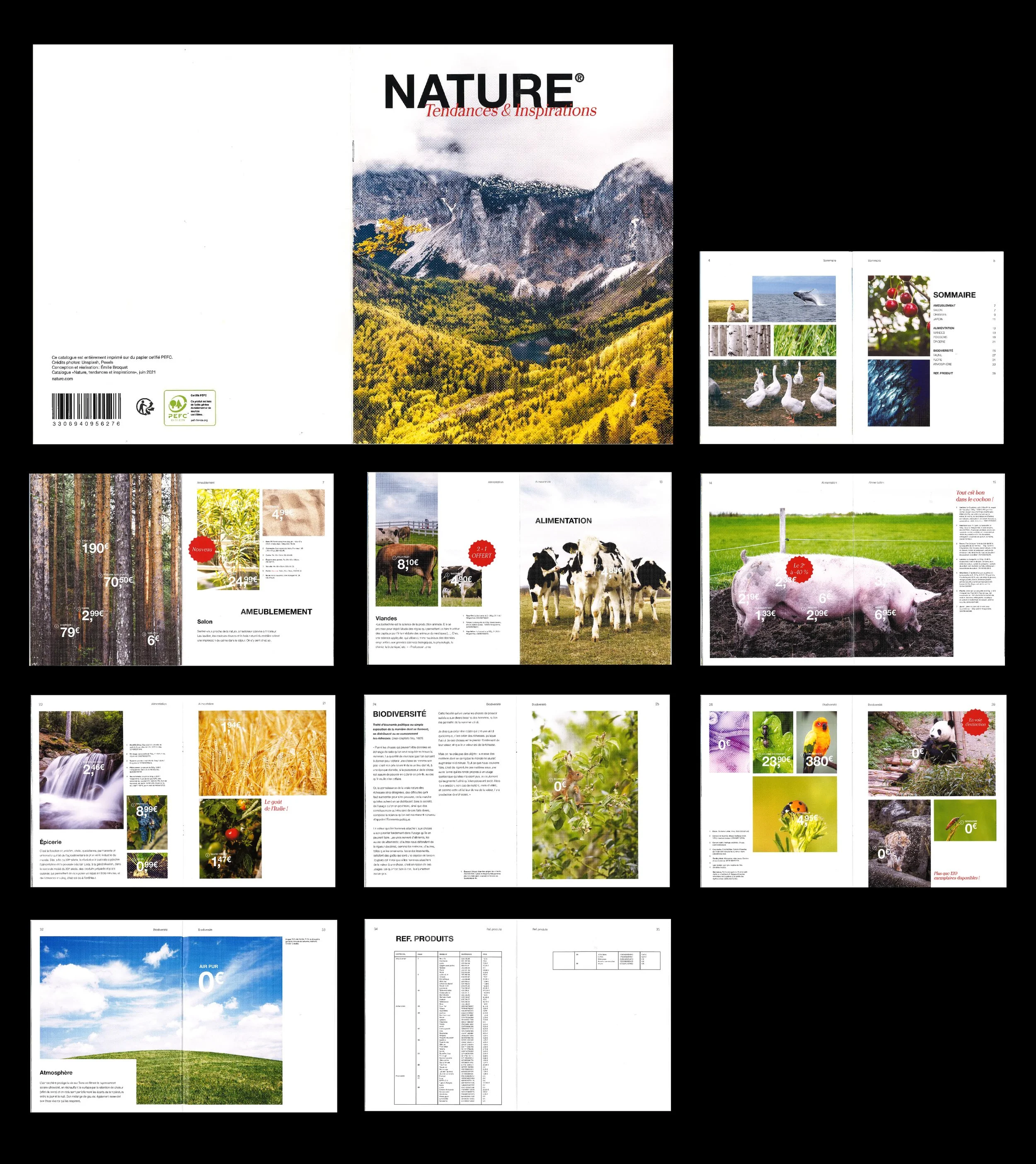 Mise en page catalogue nature ressources graphisme éditorial Émilie Broquet
