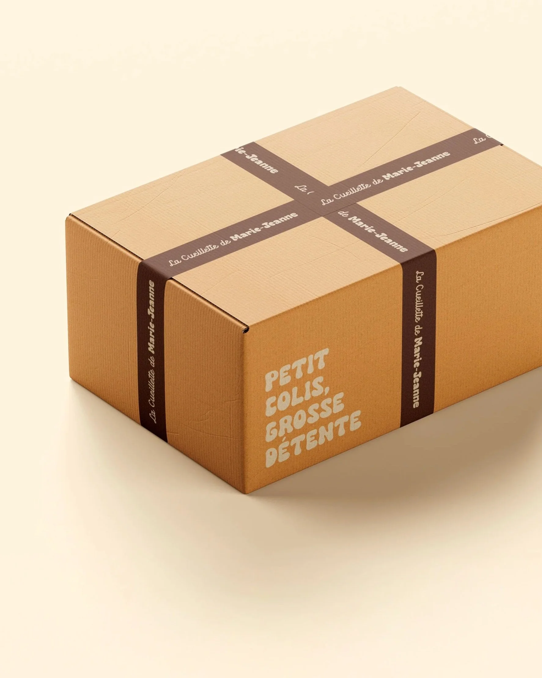 Boîte carton La Cueillette de Marie-Jeanne marque CBD bien-être Émilie Broquet