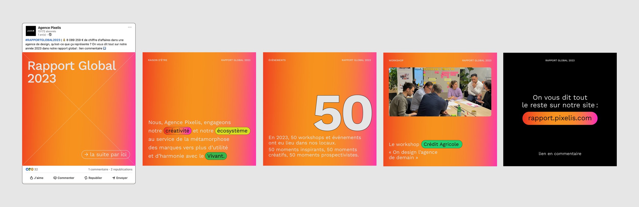 Carrousel LinkedIn communication digitale agence Pixelis design Émilie Broquet