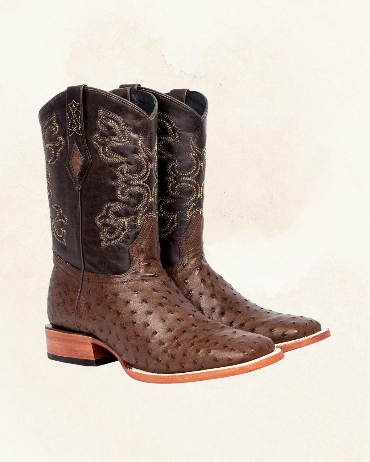 Men's | Ostrich Full Quill | Square Toe | Chocolate