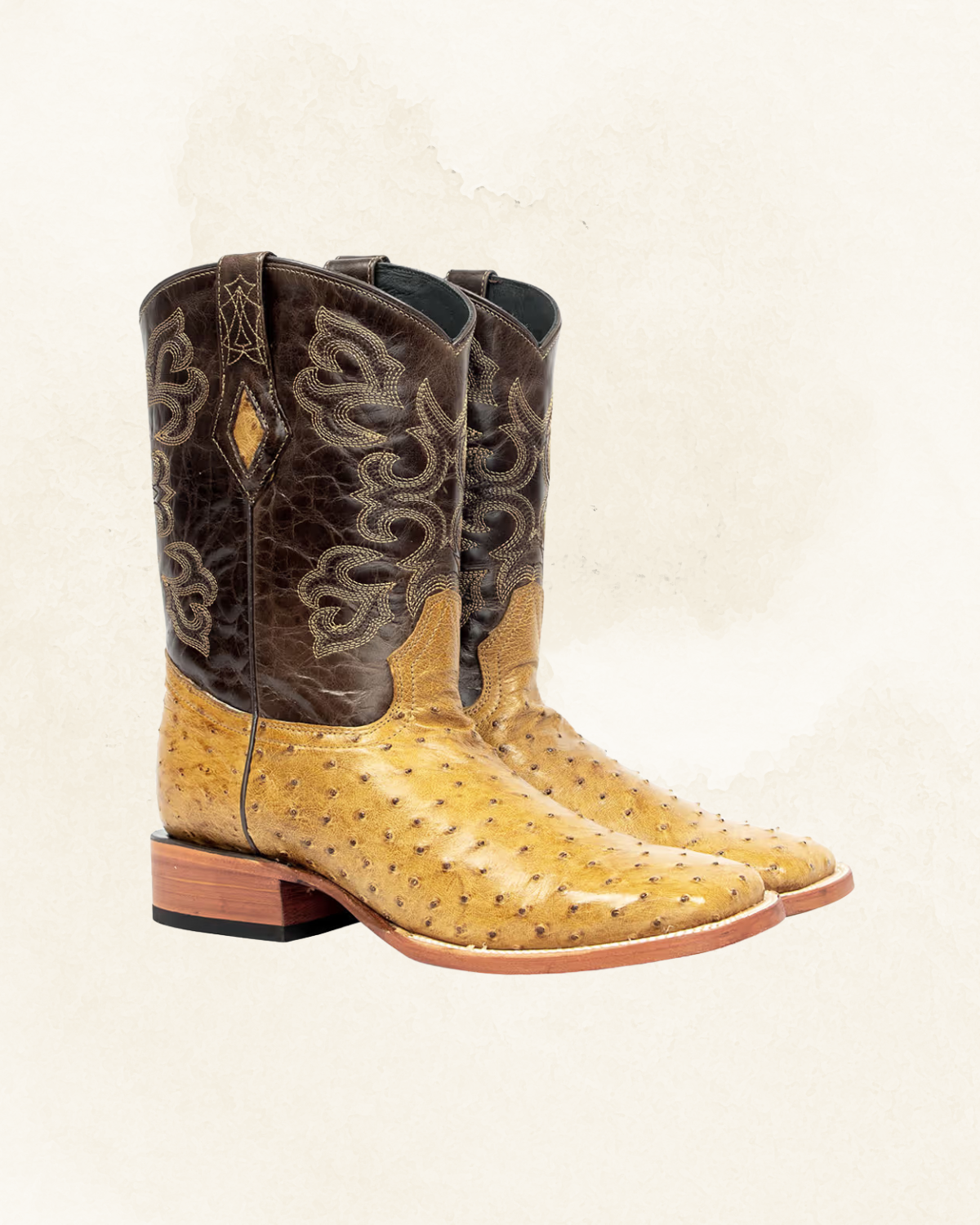 Men's | Ostrich Full Quill | Square Toe | Antique Tan