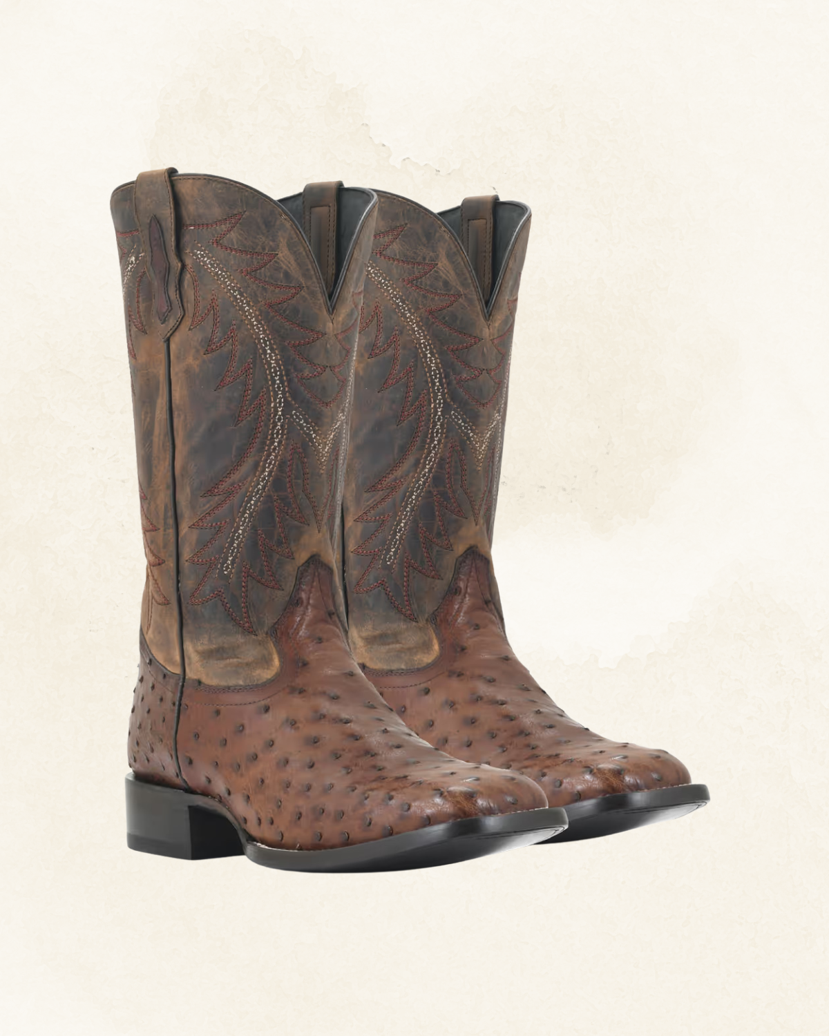 Men's | Ostrich Full Quill | Square Toe | Sierra Mocha