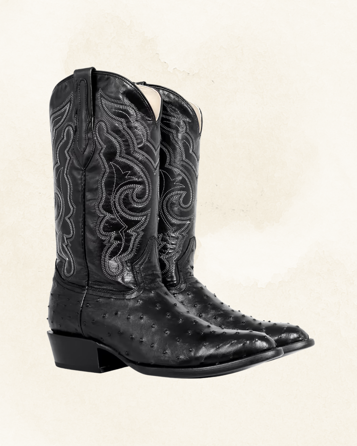 Men's | Ostrich Full Quill | Round Toe | Black