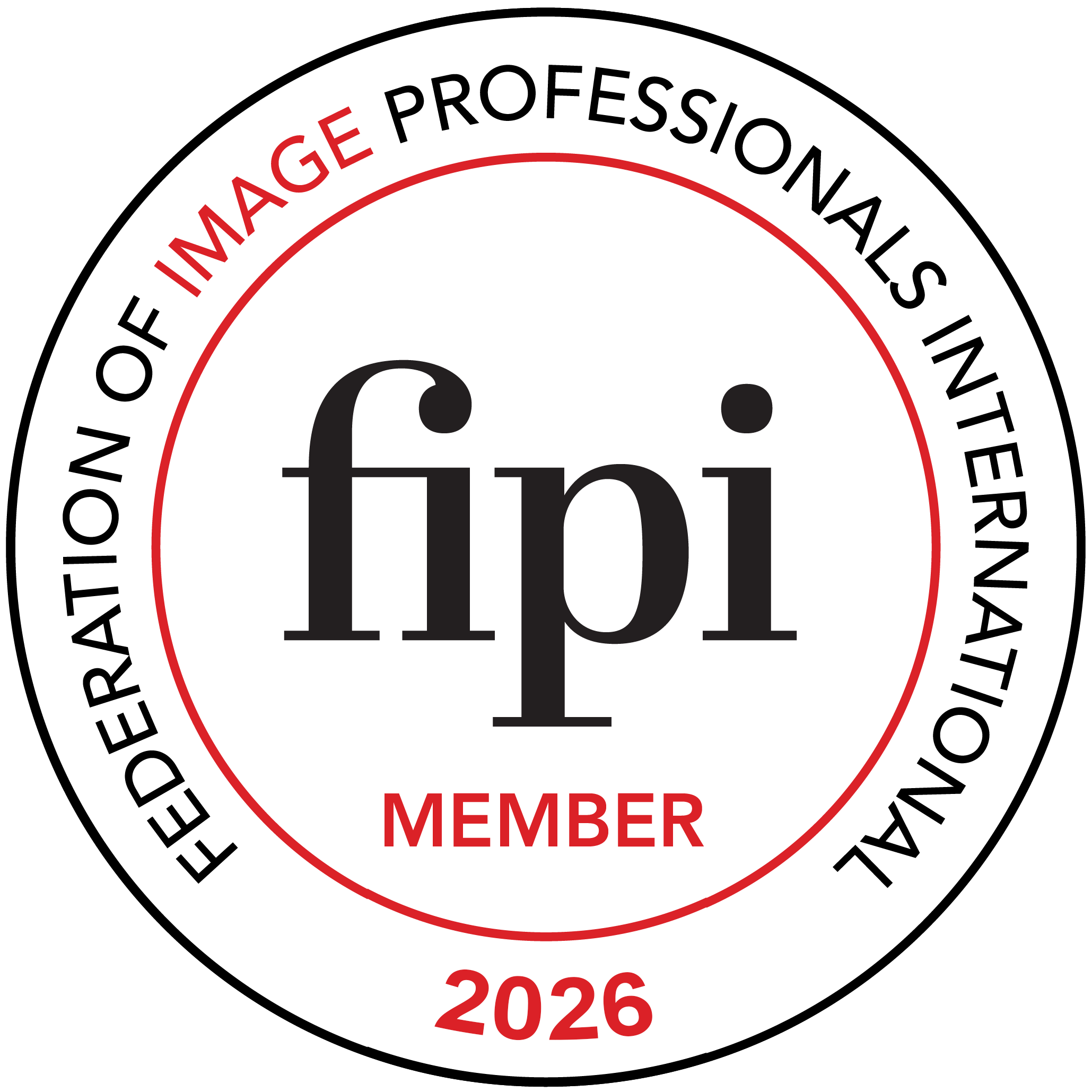 Close-up of a circular badge indicating membership status for the year 2026, with the words 'MEMBER' in red and other text in black, surrounded by a black background.