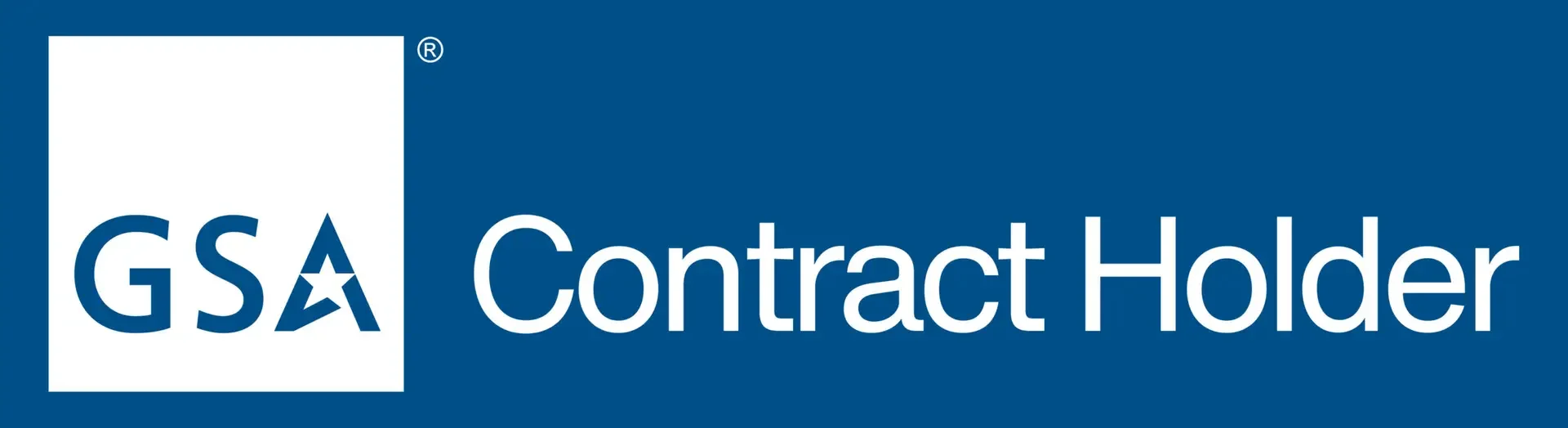 GSA Contract Holder logo on a blue background with white text.