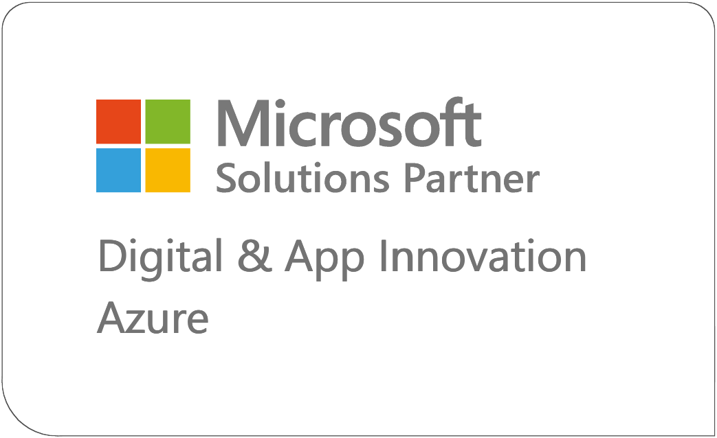 Microsoft Solutions Partner logo with text 'Digital & App Innovation Azure'.