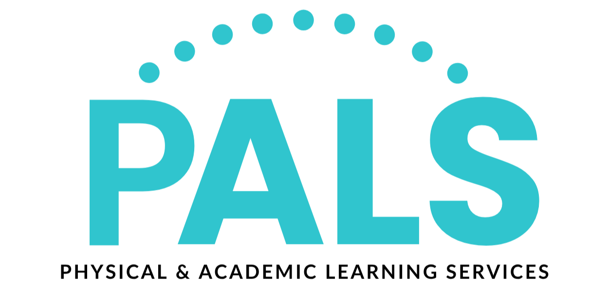 A logo with the word 'PALS' in large blue letters, with a semi-circle of light blue dots above it.