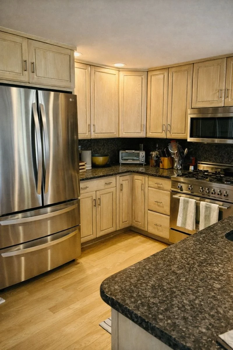 Full kitchen featuring LG refrigerator, Bertazzoni range, microwave, toaster oven, coffee maker, etc. as well as all your day-to-day kitchen needs. 