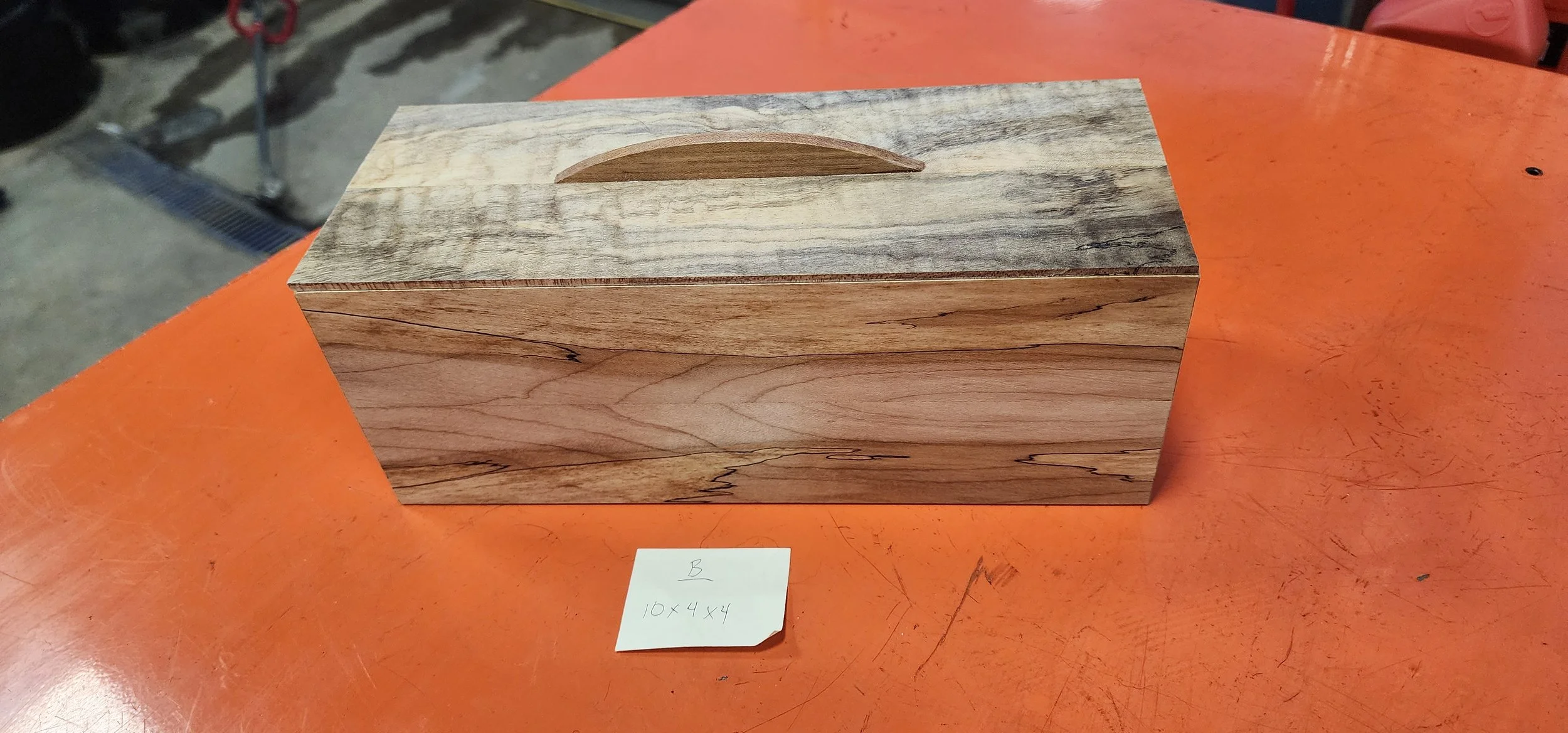 Reclaimed Maple Mitered Box and Lid - Spalted Maple box with Curly/Quilted top