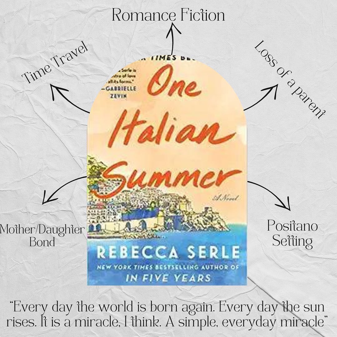 One Italian Summer by Rebecca Serle 
Rating:⭐️⭐️⭐.5 /5

Attenzione, Pickpocket!!! We have One Italian Summer and I am so ready to plan a trip to Italy! The descriptions of Italy and the food were so vivid I found myself daydreaming about it and canno