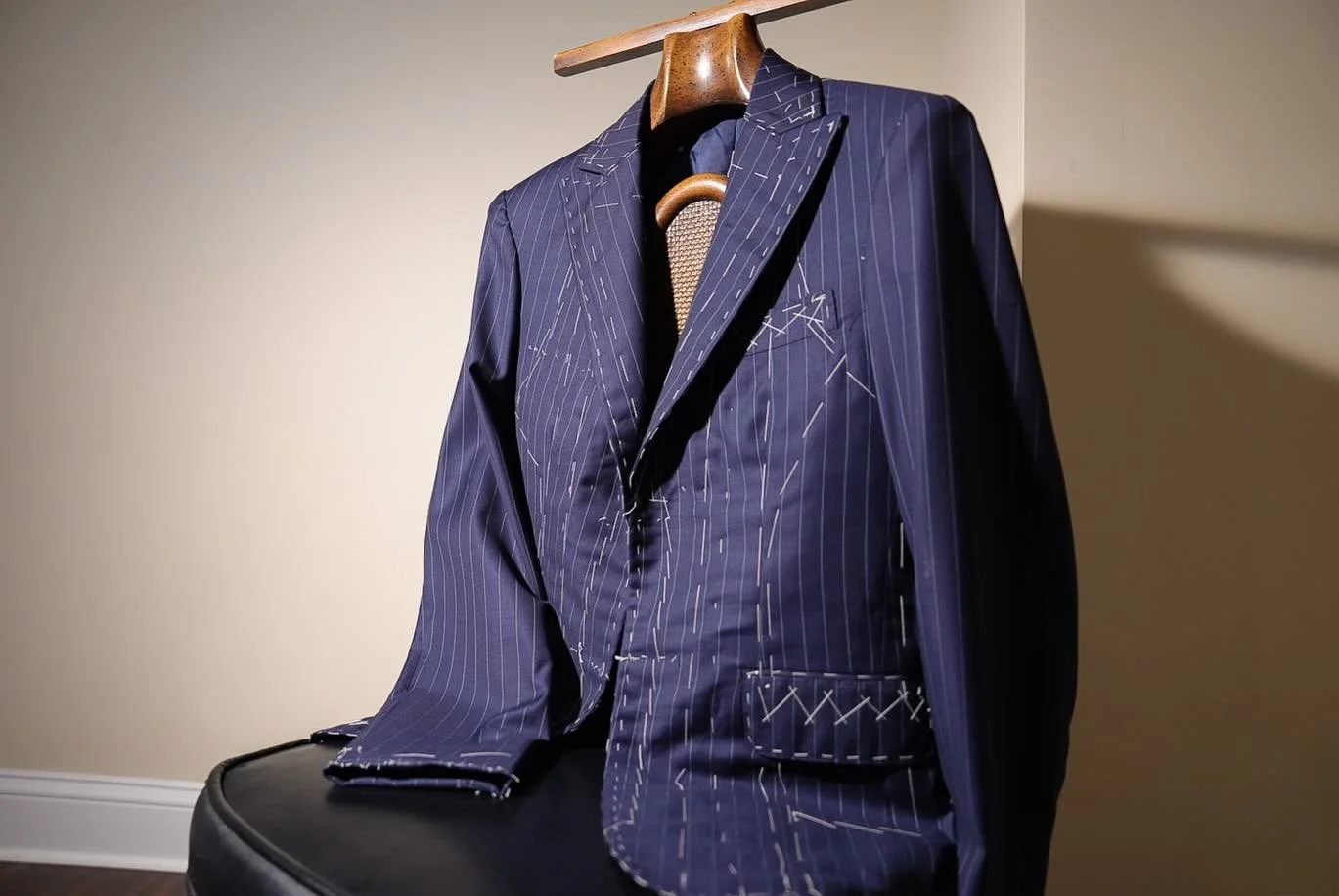 A glimpse of our unfinished bespoke suit. 

Grand Opening February, 2nd, 12:00 pm.