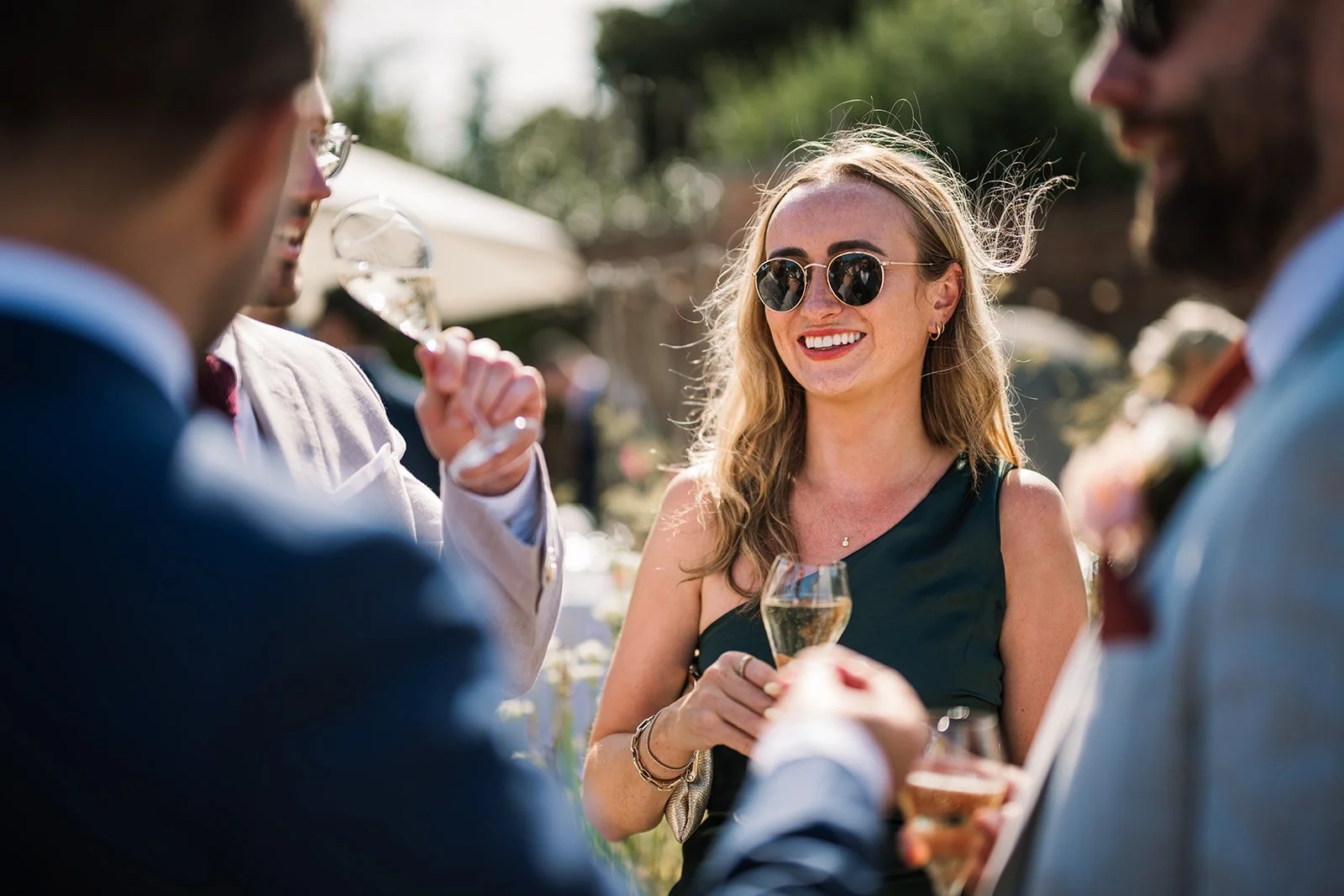 Wedding drinks reception atmosphere after ceremony