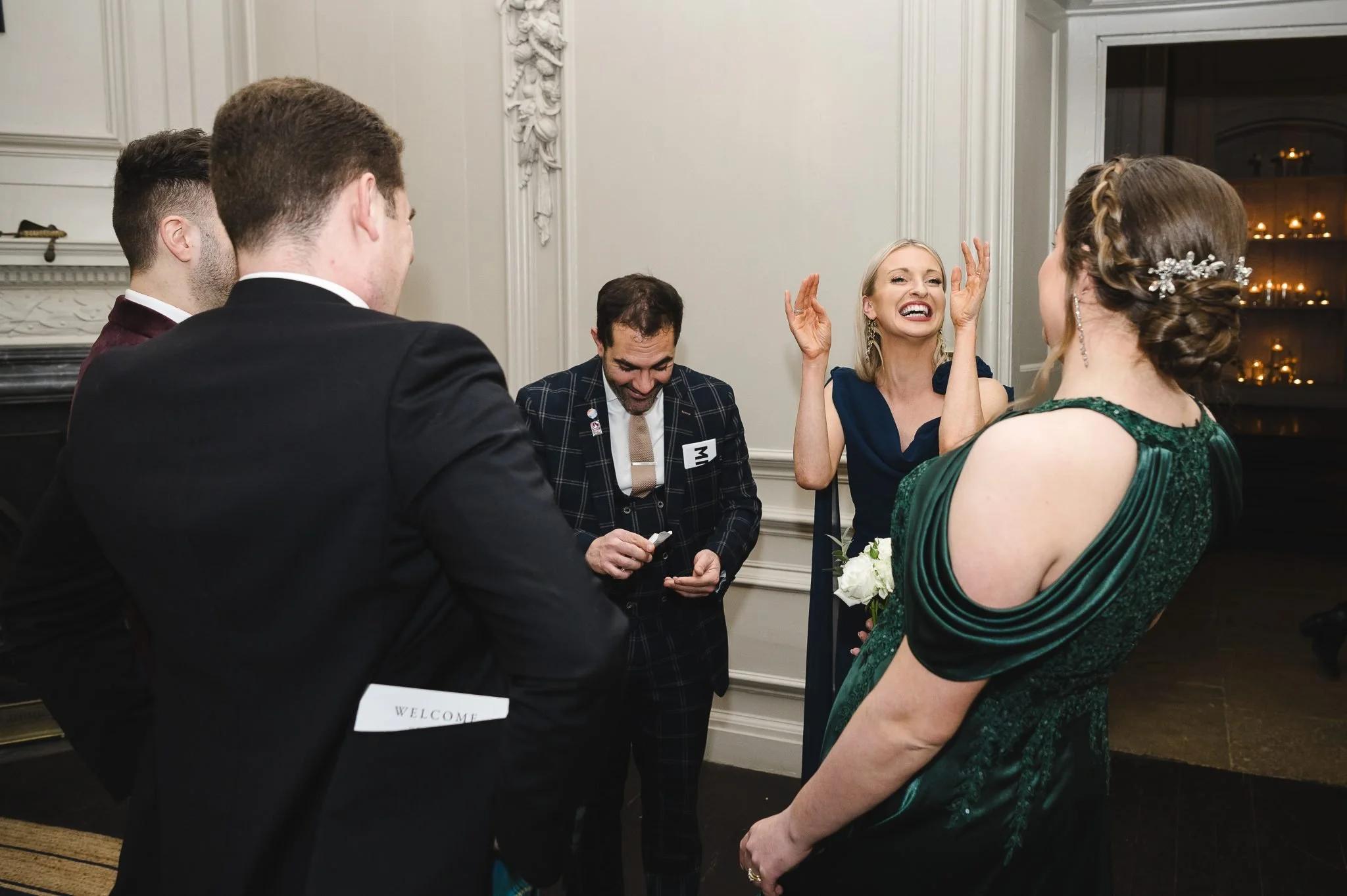 Alfie amazing guests with his magic during wedding reception