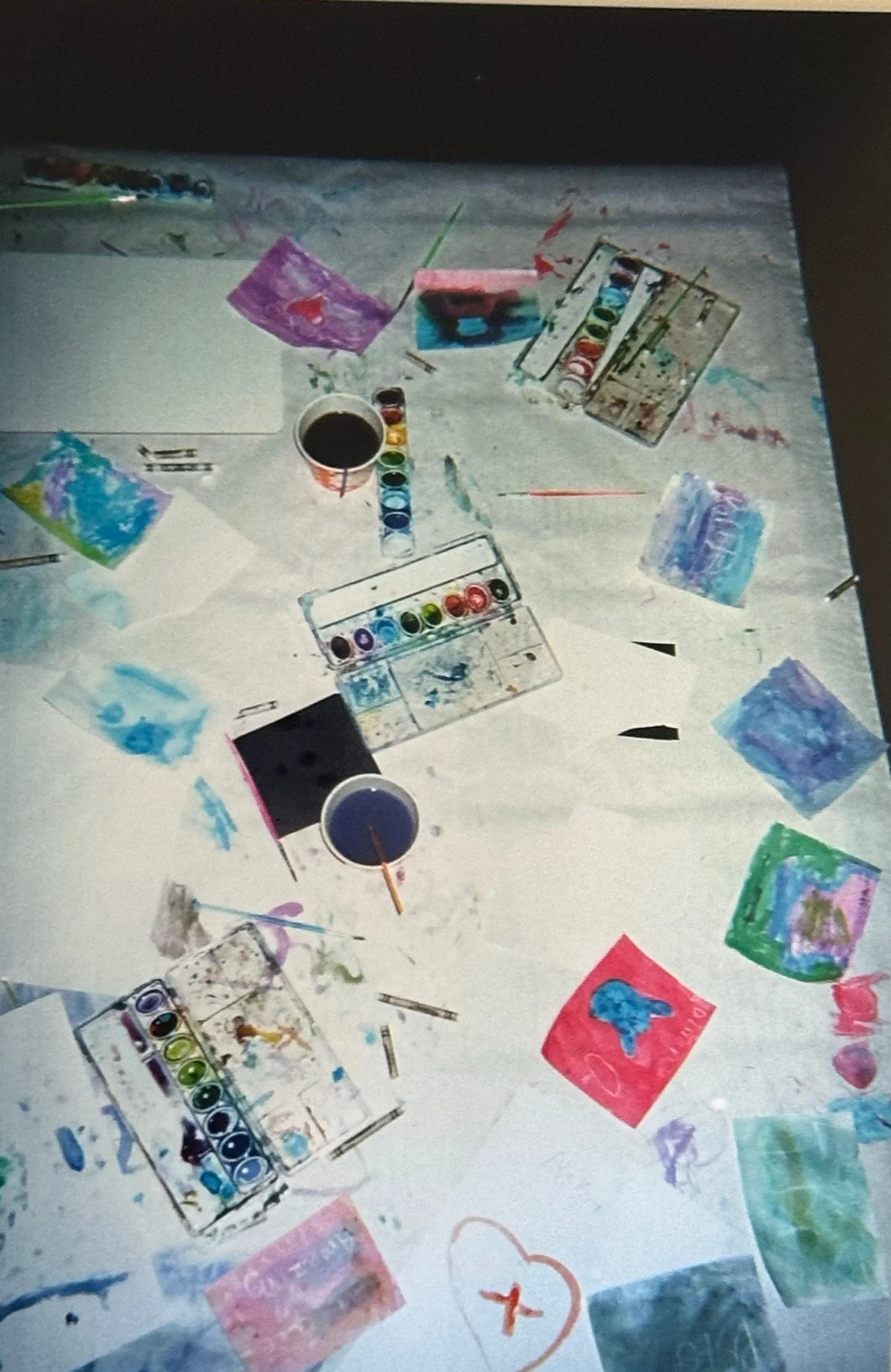 "Watercolor Postcards" by 2nd grade students (2023).