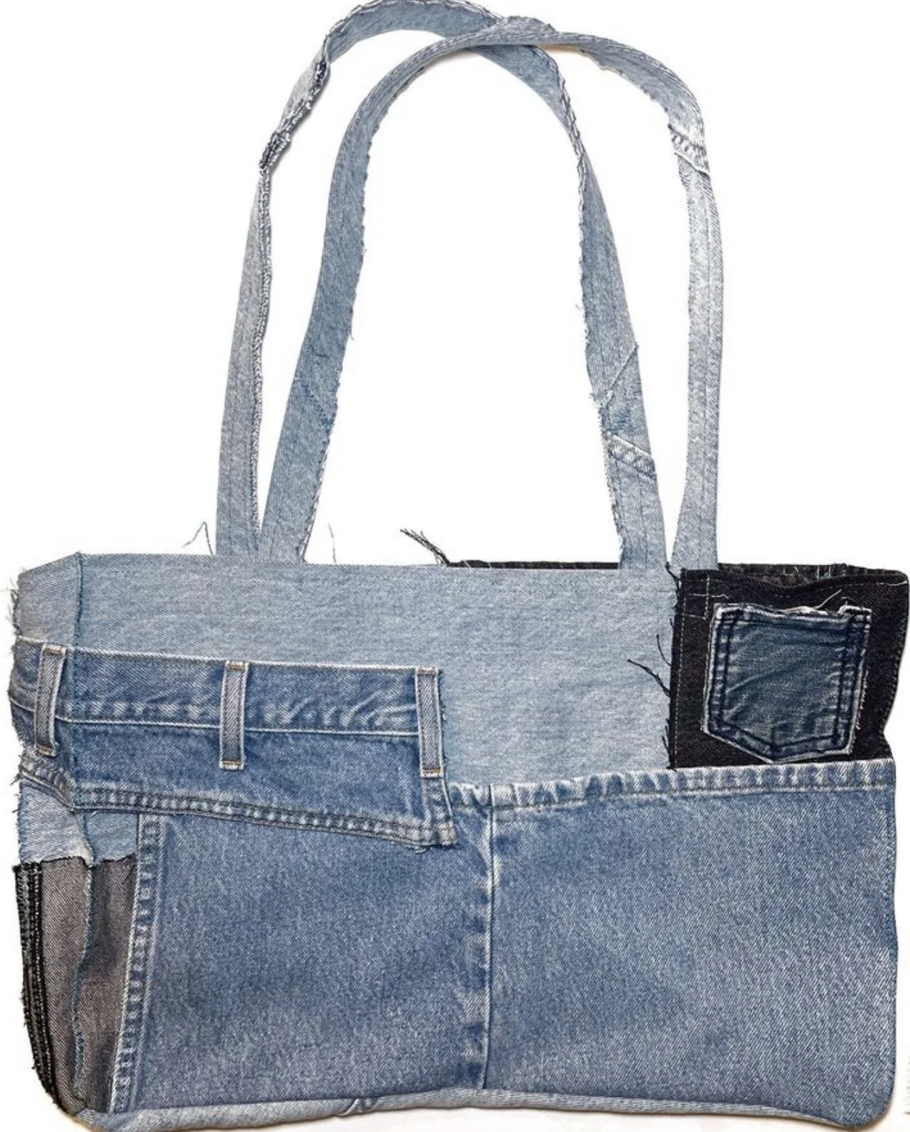 Denim Patchwork Laptop Bag