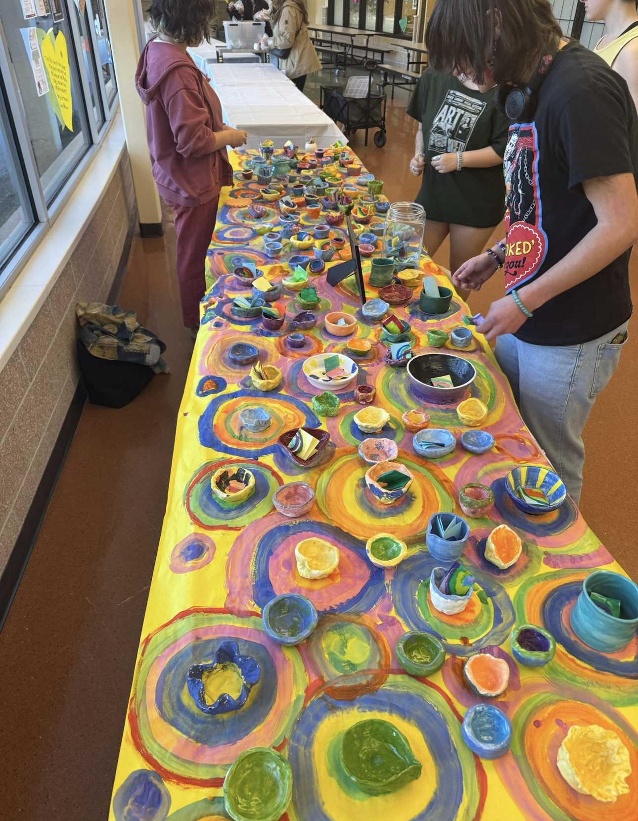 "Pinch-Pot Ceramic Art Sale Display" by 4th and 5th grade artists (2024).