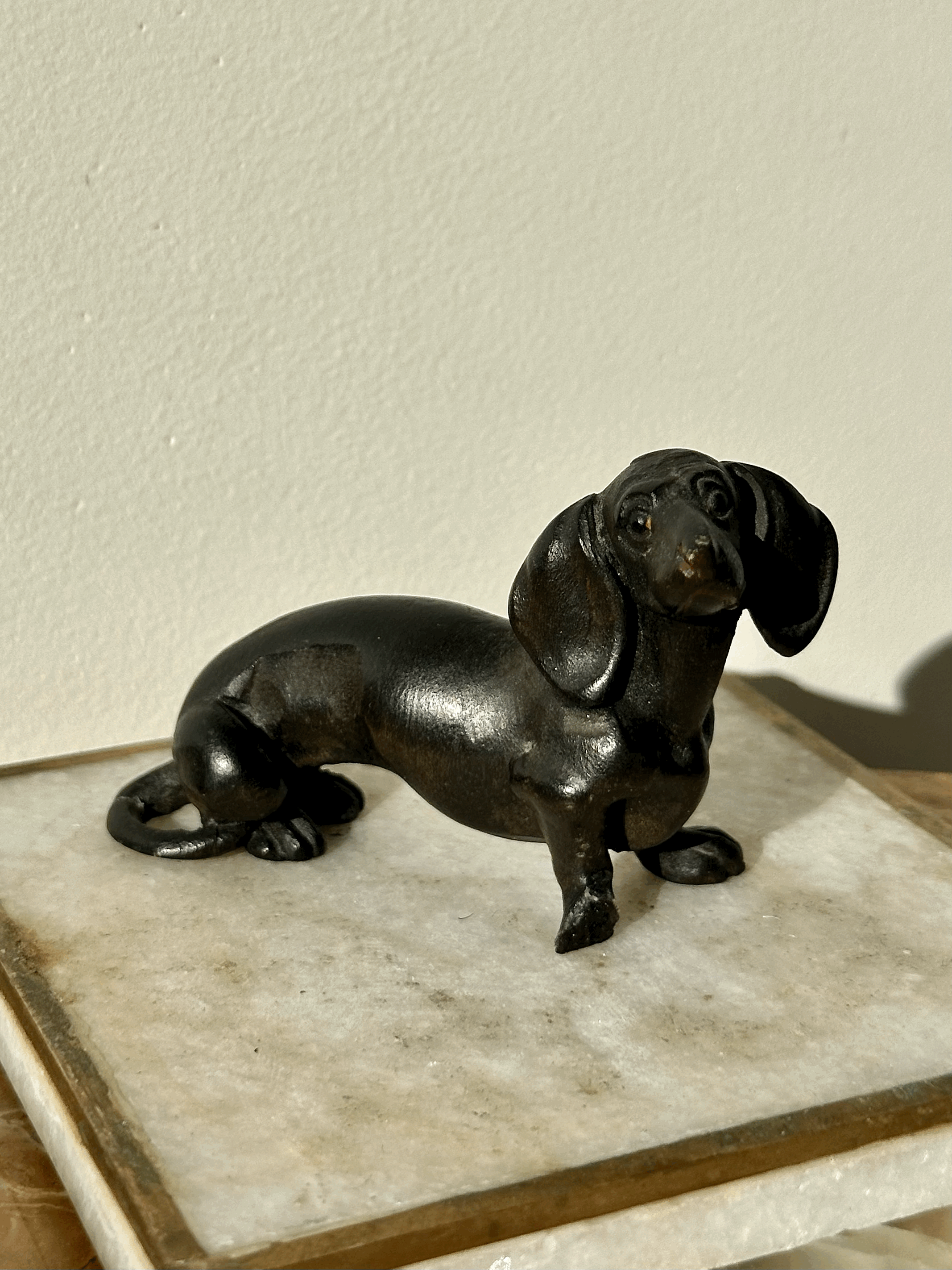 Antique Wood Dachshund Sculpture