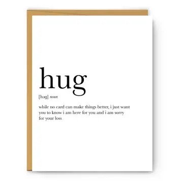 "hug"  Definition - Sympathy Card