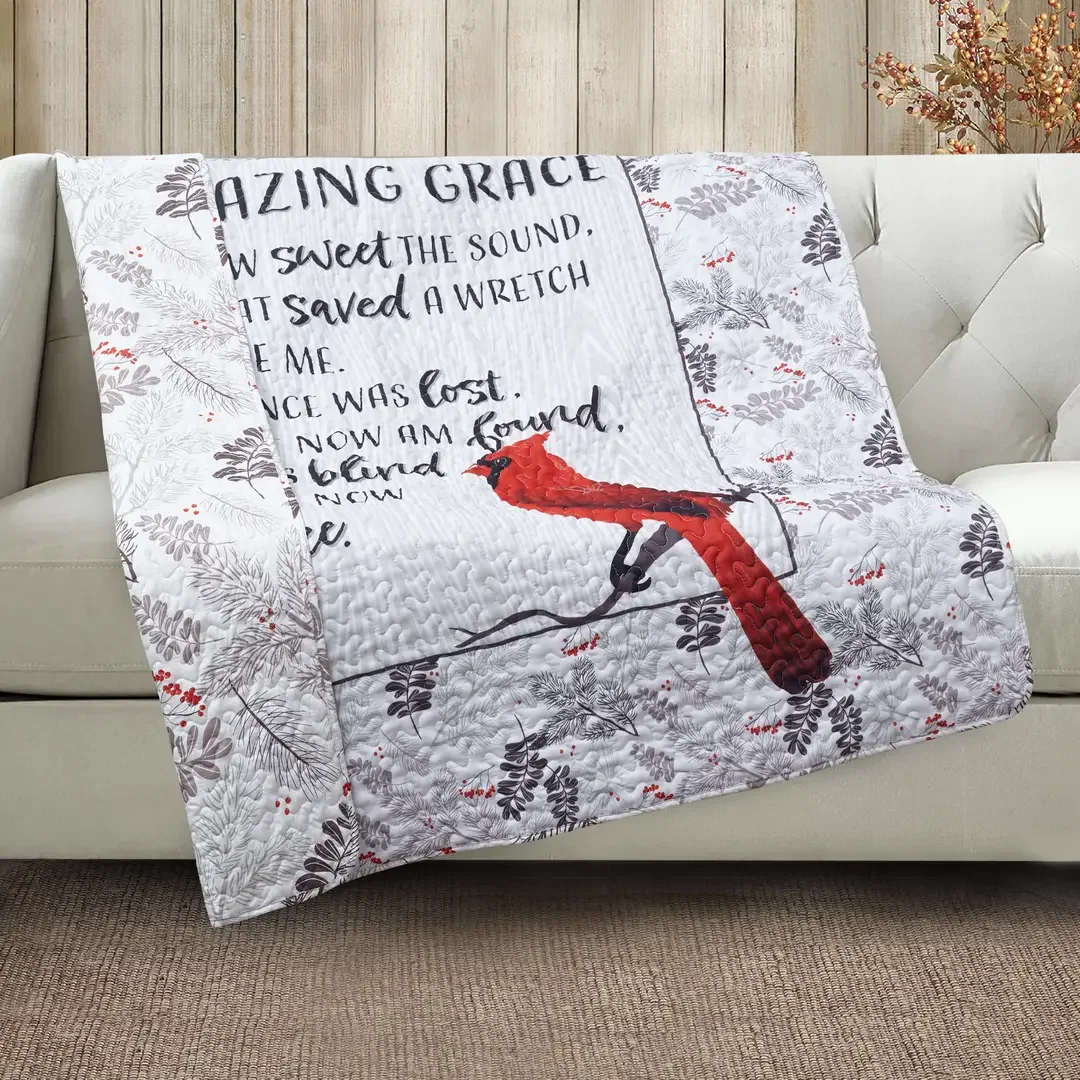 "Cardinals Amazing Grace" Inspirational Quilted Throw 50x60"