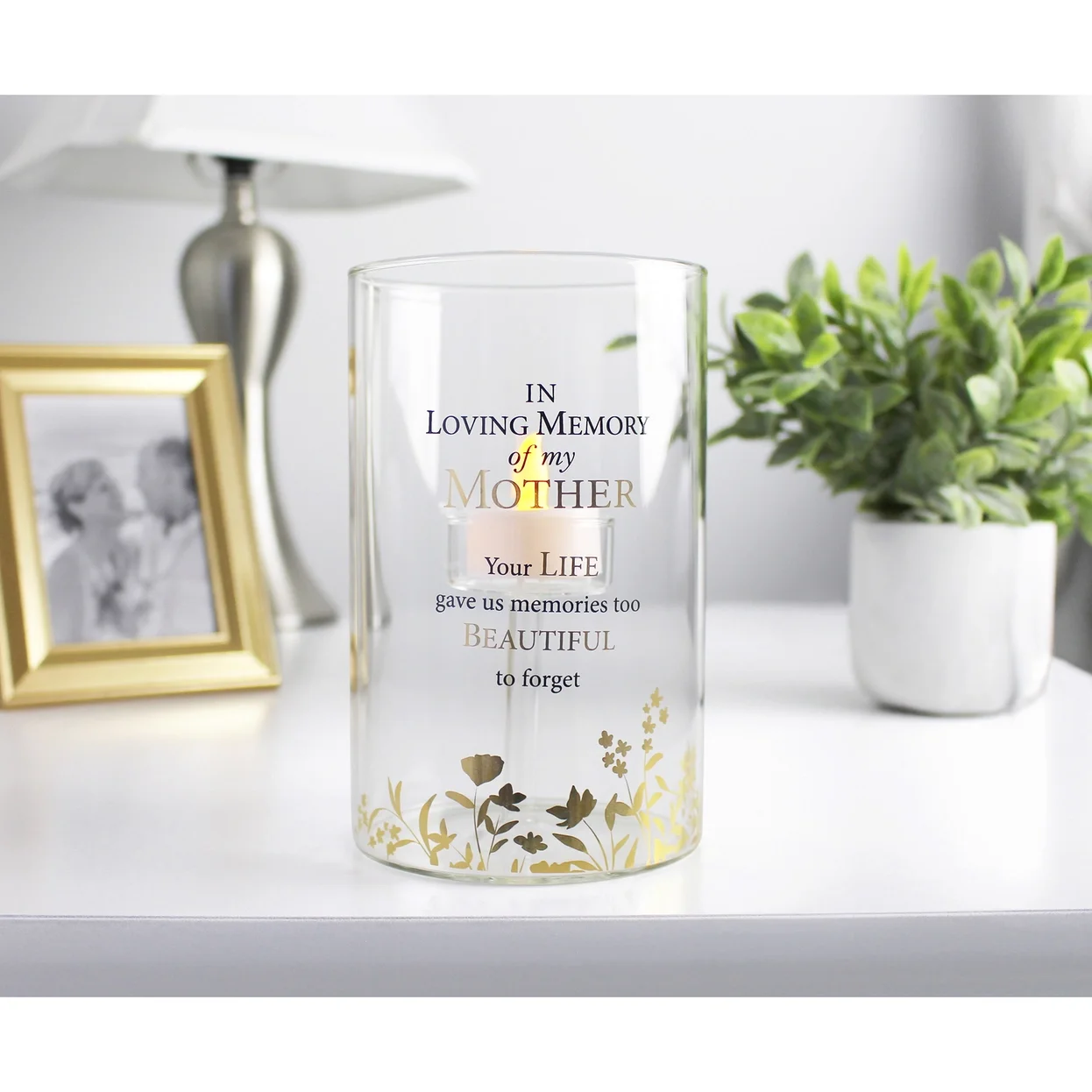 "In Loving Memory" Mother Glass Led Candle