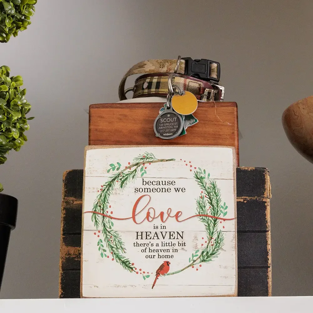 Because Someone We Love Is in Heaven” Cardinal Wood Block Sign