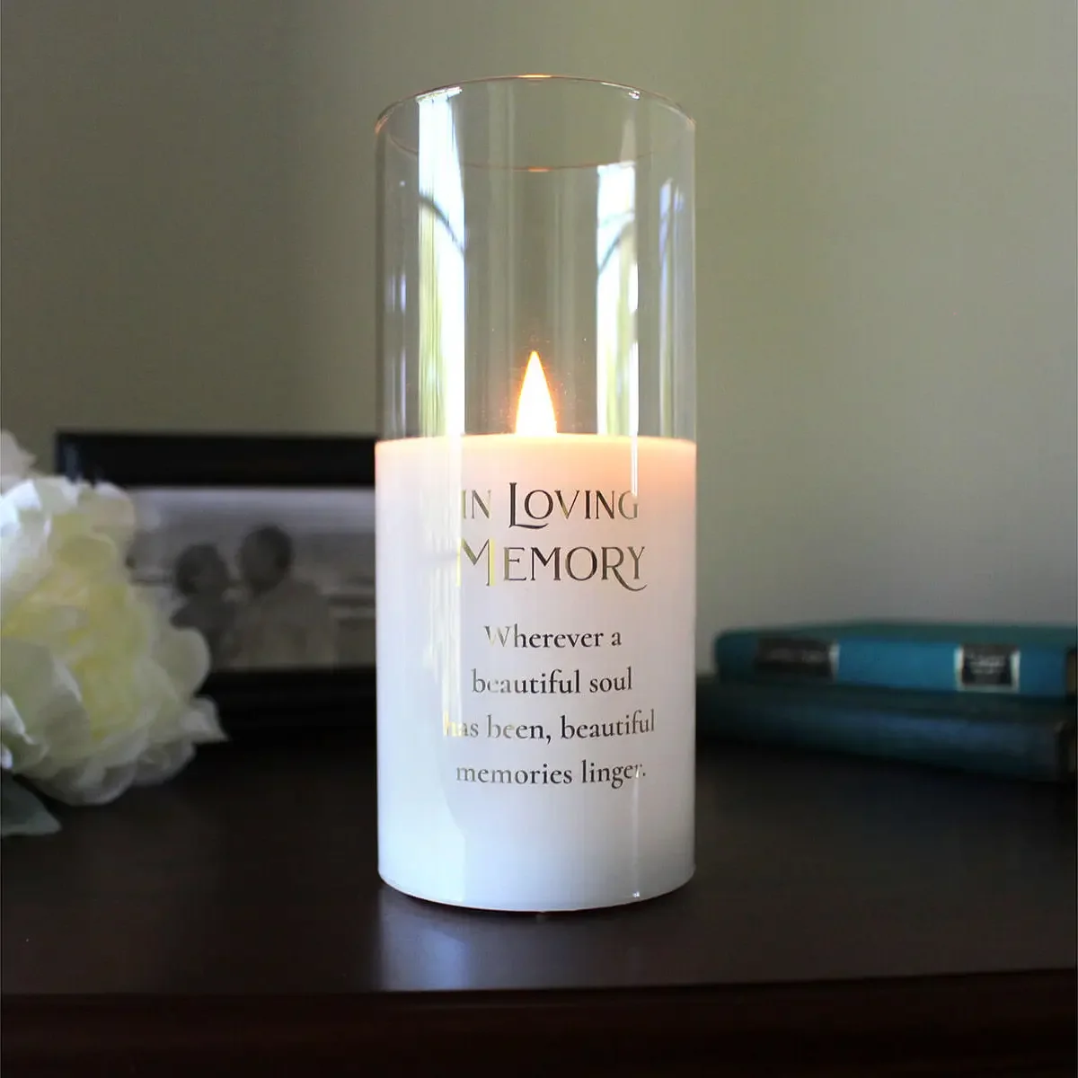 “In Loving Memory” LED Glass Candle Holder
