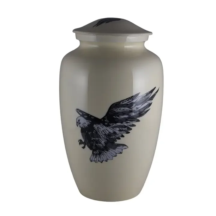Flying Eagle - Eagle in Flight White Urn For Ashes