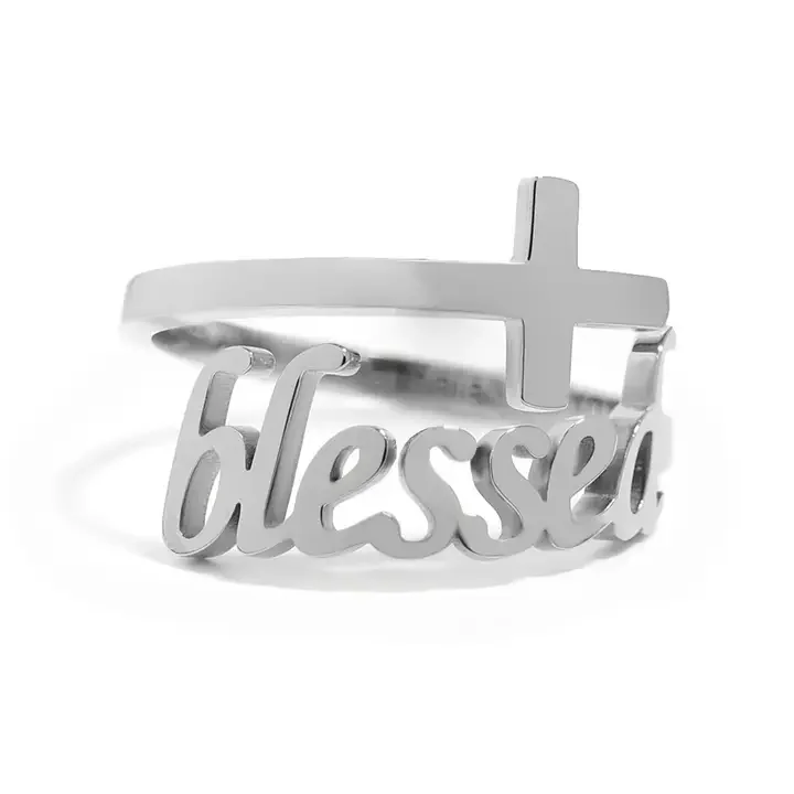 18K Gold Pvd Adjustable "Blessed" Ring