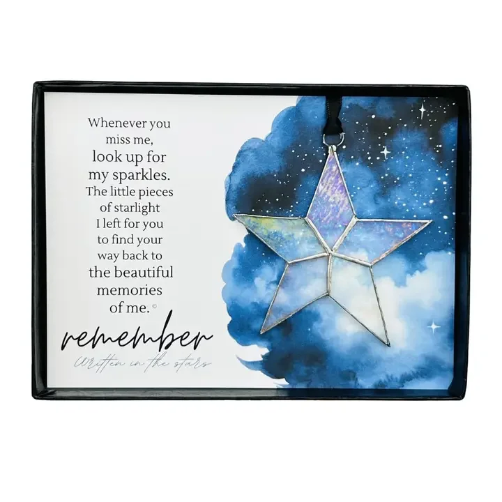 Written in Stars Remembered Memorial Gift Glass Star