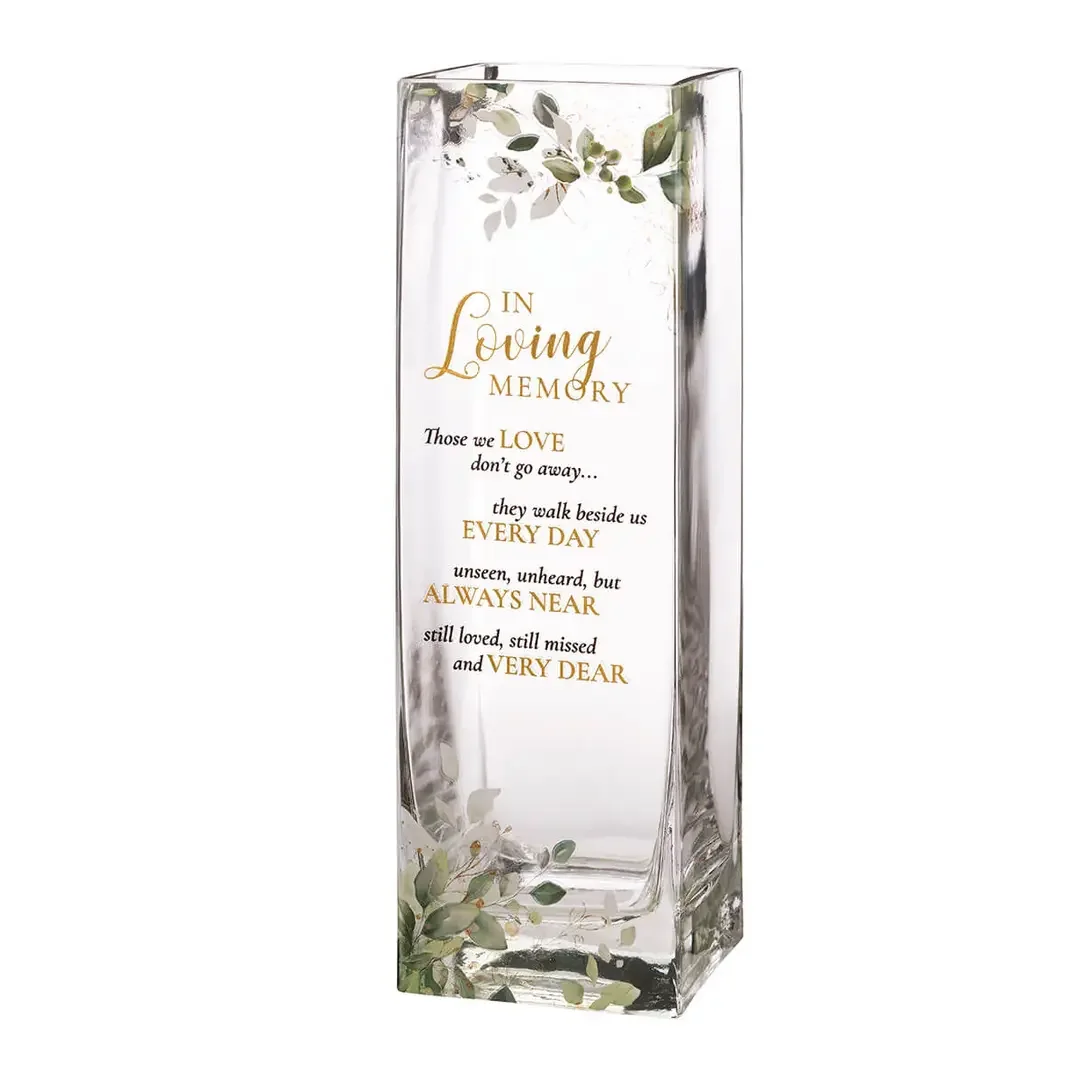 Botanical Theme Memorial Flower Vase with Sympathy Verse