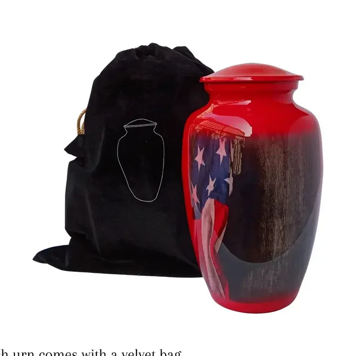 American Flag Large Adult Cremation Urn For Human Ashes